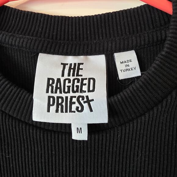 The Ragged Priest Clone Top Jersey Rib ringer w/ triggers Medium Black Goth - Picture 4 of 4